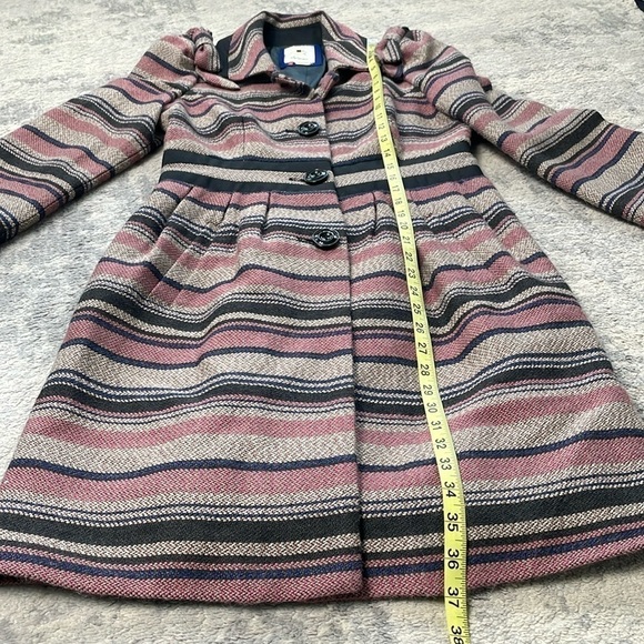 Anthropologie Elevenses Pattern Makers Coat Stripe Colorblock Bow Shoulder 6 - Picture 14 of 16